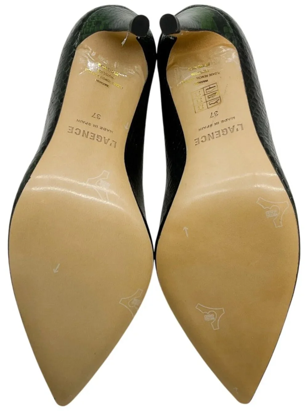 L'Agence Winter Moss Leather Snake Embossed Eloise Pumps